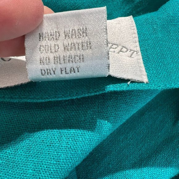 Country Concepts‎ Dress Large Teal Green Linen Cotton Midi Shift Lighthouse New - Picture 11 of 12